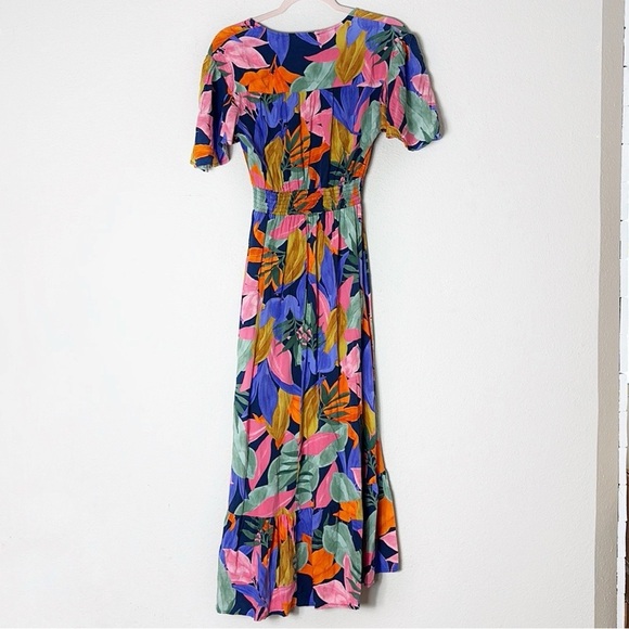 Abel The Label Anthropologie Tropical Multicolor Palm Leaf Dress Size Small - Picture 5 of 14